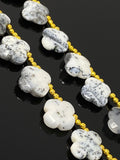 Dendrite Beads - Flower Shape, Gemstone Beads, Jewelry Supplies forJewelry Making, Bulk Beads, 8" Strand