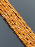 16.5” Natural Orange Songea Sapphire Gemstone Beads - Micro Faceted AAA+ Quality, Gemstone Beads, 2.5mm - 3.5mm