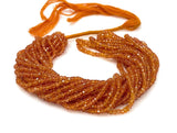 16.5” Natural Orange Red Songea Sapphire Gemstone Beads - Micro Faceted AAA+ Quality, Gemstone Beads, 2.5mm - 3.5mm