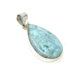 Larimar Pendant, Gemstone Pendant, Bohemian Jewelry, Sterling Silver Pendant, Natural Gemstone Pendant, 45mm x 23mm