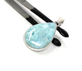 Larimar Pendant, Gemstone Pendant, Bohemian Jewelry, Sterling Silver Pendant, Natural Gemstone Pendant, 45mm x 23mm