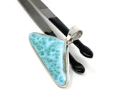 Larimar Pendant, Gemstone Pendant, Bohemian Jewelry, Sterling Silver Pendant, Natural Gemstone Pendant, 34mm X 46.45mm