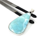 Larimar Pendant, Gemstone Pendant, Bohemian Jewelry, Sterling Silver Pendant, Natural Gemstone Pendant, 61mm X 27mm