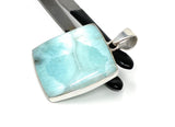 Larimar Pendant, Gemstone Pendant, Bohemian Jewelry, Sterling Silver Pendant, Natural Gemstone Pendant, 47mm x 30.5mm