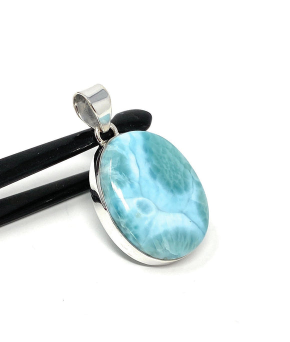 Natural Larimar Pendant, Sterling Silver Gemstone Jewelry, Wholesale DIY Pendants Jewelry Supplies, Gifts for Her, 42.5mm X 24.75mm