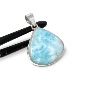 Larimar Pendant, Gemstone Pendant, Bohemian Jewelry, Sterling Silver Pendant, Natural Gemstone Pendant, 41.5mm x 29.35mm