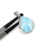Larimar Pendant, Gemstone Pendant, Bohemian Jewelry, Sterling Silver Pendant, Natural Gemstone Pendant, 41.5mm x 29.35mm