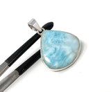 Larimar Pendant, Gemstone Pendant, Bohemian Jewelry, Sterling Silver Pendant, Natural Gemstone Pendant, 41.5mm x 29.35mm