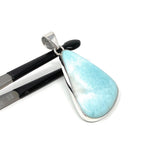 Larimar Pendant, Gemstone Pendant, Bohemian Jewelry, Sterling Silver Pendant, Natural Gemstone Pendant, 53mm x 26.3mm