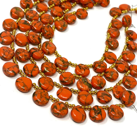 Mohave Orange Copper Turquoise Beads, Gemstone Beads, Wholesale Bulk Beads for DIY Jewelry Making, Jewelry Supplies, 8