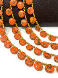 Mohave Orange Copper Turquoise Beads, Gemstone Beads, Wholesale Bulk Beads for DIY Jewelry Making, Jewelry Supplies, 8" Strand