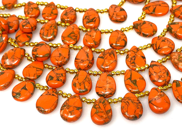 Mohave Orange Copper Turquoise Beads, Gemstone Beads, Healing Crystal Beads, Bulk Beads, Jewelry Supplies, 8
