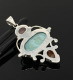 Gemstone Pendant - Larimar, Morganite and Sunstone , Wire Wrapped Pendant, Silver Jewelry Gifts for Her, Bohemian Jewelry