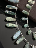 Natural Moss Agate Gemstone Beads, Jewelry Supplies for Jewelry Making, Wholesale Beads, Bulk Beads, 8” Strand/ 13-14Pcs