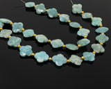 Amazonite Gemstone Beads - Flower Shape, Jewelry Supplies forJewelry Making, Wholesale Beads, Bulk Beads, 8" Strand