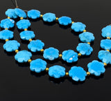 8" Arizona Turquoise Gemstone Beads - Flower Shape, Jewelry Supplies forJewelry Making, Wholesale Bulk Beads