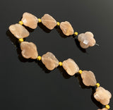 Natural Peach Moonstone Beads - Flower Shape , Gemstone Beads, Jewelry Supplies for Jewelry Making, Wholesale Beads, Bulk Beads , 8" Strand