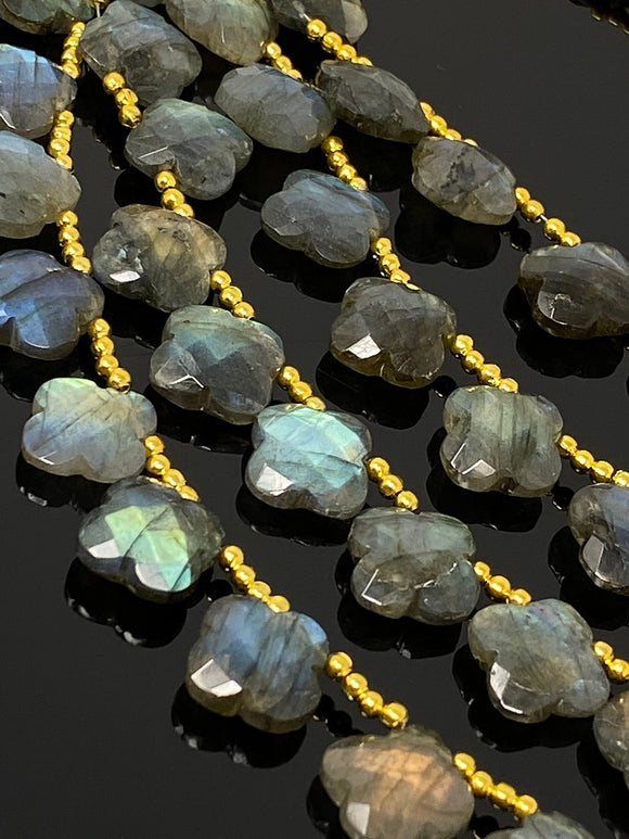 Labradorite Beads - Flower Shape, Gemstone Beads, Wholesale Bulk Beads, Jewelry Supplies for Jewelry Making, 8” Strand