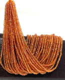 16.5” Natural Orange Red Songea Sapphire Gemstone Beads - Micro Faceted AAA+ Quality, Gemstone Beads, 2.5mm - 3.5mm