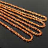 16.5” Natural Orange Red Songea Sapphire Gemstone Beads - Micro Faceted AAA+ Quality, Gemstone Beads, 2.5mm - 3.5mm
