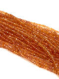 16.5” Natural Orange Red Songea Sapphire Gemstone Beads - Micro Faceted AAA+ Quality, Gemstone Beads, 2.5mm - 3.5mm