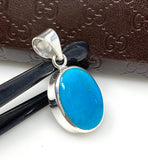 Natural Sleeping Beauty Turquoise Pendant, Sterling Silver Turquoise Gemstone Pendant, Bohemian Jewelry, 1.40” X 0.60”