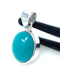 Natural Sleeping Beauty Turquoise Pendant, Robin Egg Blue Turquoise Silver Gemstone Pendant, Bohemian Jewelry, 1.30” X 0.65”
