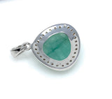 Emerald Diamond Pendant, Natural Emerald Sterling Silver Pendant, May Birthstone Pendant, Pave Diamond Pendant, 1.15” x 0.80”
