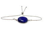 Lapis Lazuli Gemstone Bracelet, Sterling Silver Adjustable Bolo Bracelet, AAA Quality Lapis Lazuli Bracelet, Gifts for Her