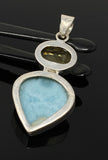 Gemstone Pendant - Larimar and Lemon Quartz, Bohemian Jewelry, Larimar Pendant, Sterling Silver Jewelry