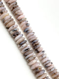 7.5" Natural Pink Dendrite Opal Gemstone Beads, German Cut Saucer Beads, Bulk Wholesale Beads, 9mm-14mm