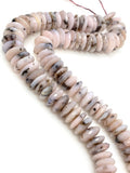 7.5" Natural Pink Dendrite Opal Gemstone Beads, German Cut Saucer Beads, Bulk Wholesale Beads, 9mm-14mm