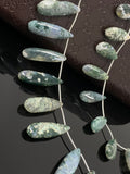 Natural Moss Agate Gemstone Beads, Jewelry Supplies for Jewelry Making, Wholesale Beads, Bulk Beads, 8” Strand/ 13-14Pcs