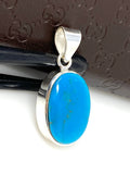 Natural Sleeping Beauty Turquoise Pendant, Sterling Silver Turquoise Gemstone Pendant, Bohemian Jewelry, 1.45” X 0.65”