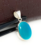 Natural Sleeping Beauty Turquoise Pendant, Sterling Silver Turquoise Gemstone Pendant, Bohemian Jewelry, 1.45” X 0.70”