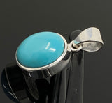 Natural Sleeping Beauty Turquoise Pendant, Robin Egg Blue Turquoise Silver Gemstone Pendant, Bohemian Jewelry, 1.30” X 0.65”