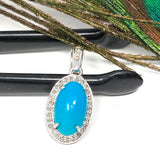 Turquoise Pendant, Sterling Silver Diamond Pendant, Genuine Sleeping Beauty Turquoise Pendant, Gemstone Pendant, 0.90” x 0.45”
