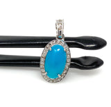 Turquoise Pendant, Sterling Silver Diamond Pendant, Genuine Sleeping Beauty Turquoise Pendant, Gemstone Pendant, 0.90” x 0.45”