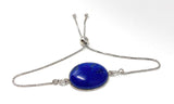 Lapis Lazuli Gemstone Bracelet, Sterling Silver Adjustable Bracelet, AAA Quality Lapis Lazuli Bracelet, Gifts for Her