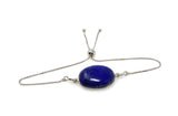 Lapis Lazuli Gemstone Bracelet, Sterling Silver Adjustable Bolo Bracelet, AAA Quality Lapis Lazuli Bracelet, Gifts for Her