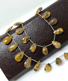 Natural Tiger Eye Gemstone Beads, Tiger Eye Faceted Pear Briolette Beads, Jewelry Supplies, 14mm - 21mm , 8" Strand/ 13- 14 pcs