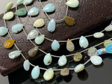 Natural Peruvian Opal Gemstone Beads, Peruvian Opal Faceted Briolette Beads, Jewelry Supplies, Bulk Beads, 13-17mm, 7.5” Strand/ 12-13 Pcs