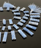 Natural Blue Opal Gemstone Beads, Blue Opal Carved Bar Beads, Wholesale Bulk Beads, Jewelry Supplies, 8” Strand