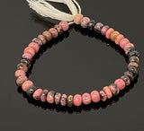 Natural Rhodonite Gemstone Beads, Jewelry Supplies, Wholesale Beads, 7mm - 8mm , 8” Strand