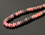 Natural Rhodonite Gemstone Beads, Jewelry Supplies, Wholesale Beads, 7mm - 8mm , 8” Strand