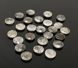 5 Pcs Natural Black Rutile Rose Cut Cabochons, Loose Gemstones, Briolette Ring Stones, 12mm - 12.5mm approx.
