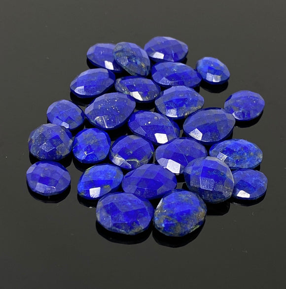 5 Pcs/10 Pcs Natural Lapis Lazuli Rose Cut Cabochons, Loose Gemstones, Ring Stones, 10x8mm - 14x11mm approx.