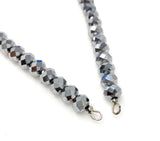 Faceted Glass Rondelle Beads, Opaque Blue and Metallic Silver Glass Beads, 8x6mm , 13.5” Strand
