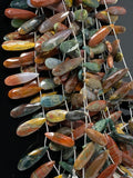 Natural Multi Jasper Gemstone Beads, Multi Jasper Faceted Pear Briolette Beads, Wholesale Beads, 22-32mm, 8” Str/ 13- 14 Pcs