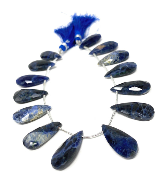 Sodalite Gemstone Beads, Sodalite Faceted Pear Briolette Beads, Jewelry Supplies, 22mm -29mm , 8